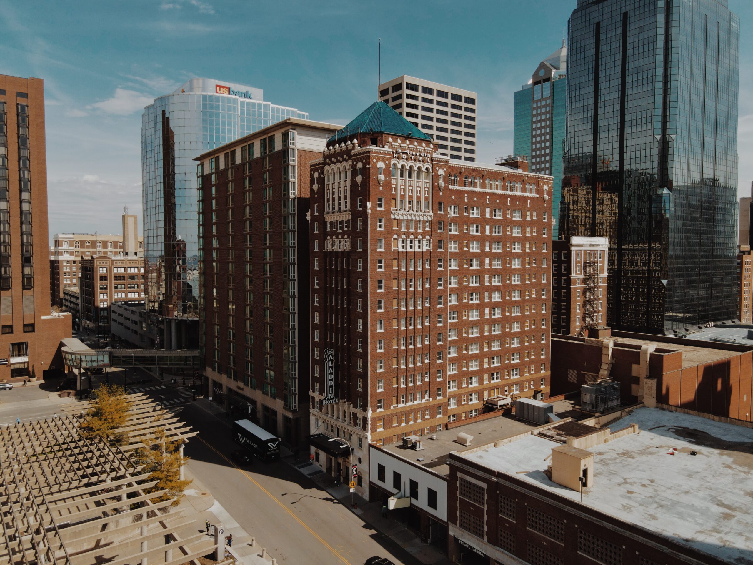 Aladdin building exterior in downtown Kansas City